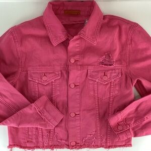 NWT Signature 8 Distressed Pink Denim Jacket | Medium